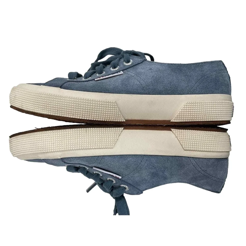 Superga Low Top Blue Suede Leather Lace-Up Sneakers USA W6 M4.5 Unisex